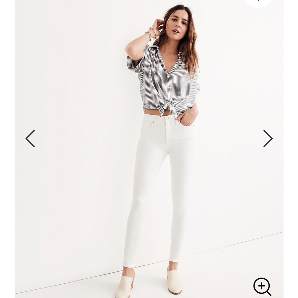 9" Mid-Rise Skinny Jeans in Pure White Madewell